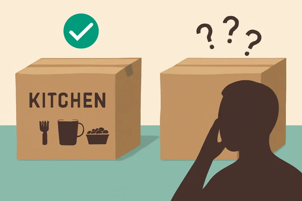 Not labeling your boxes properly